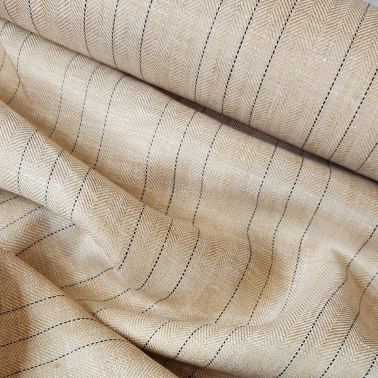 Provincial stripe herringbone mid weight linen