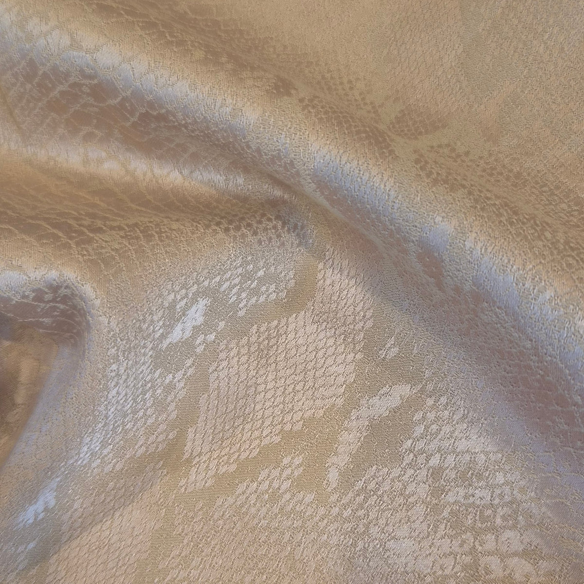 Rich cream snake jacquard satin