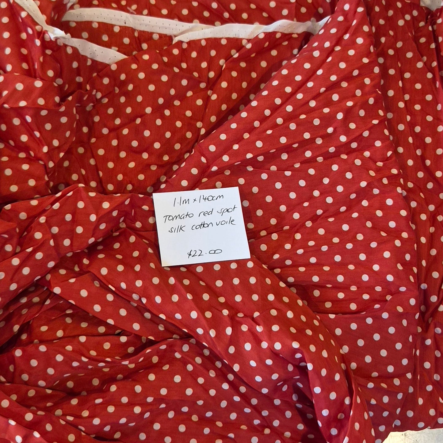 1.1m Tomato red spot silk cotton voile