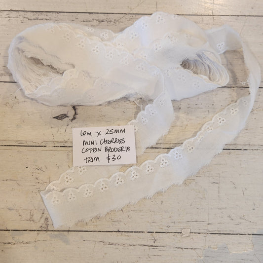 10m mini cherries cotton broderie