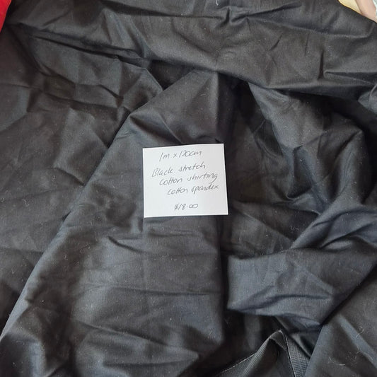 1m Black stretch cotton shirting