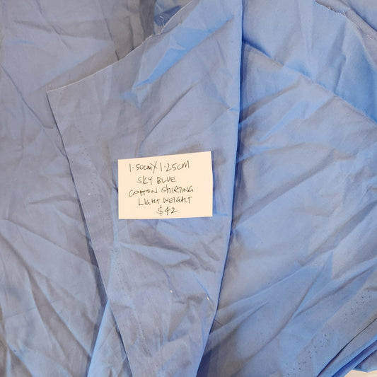 1.50cm Sky blue cotton shirting