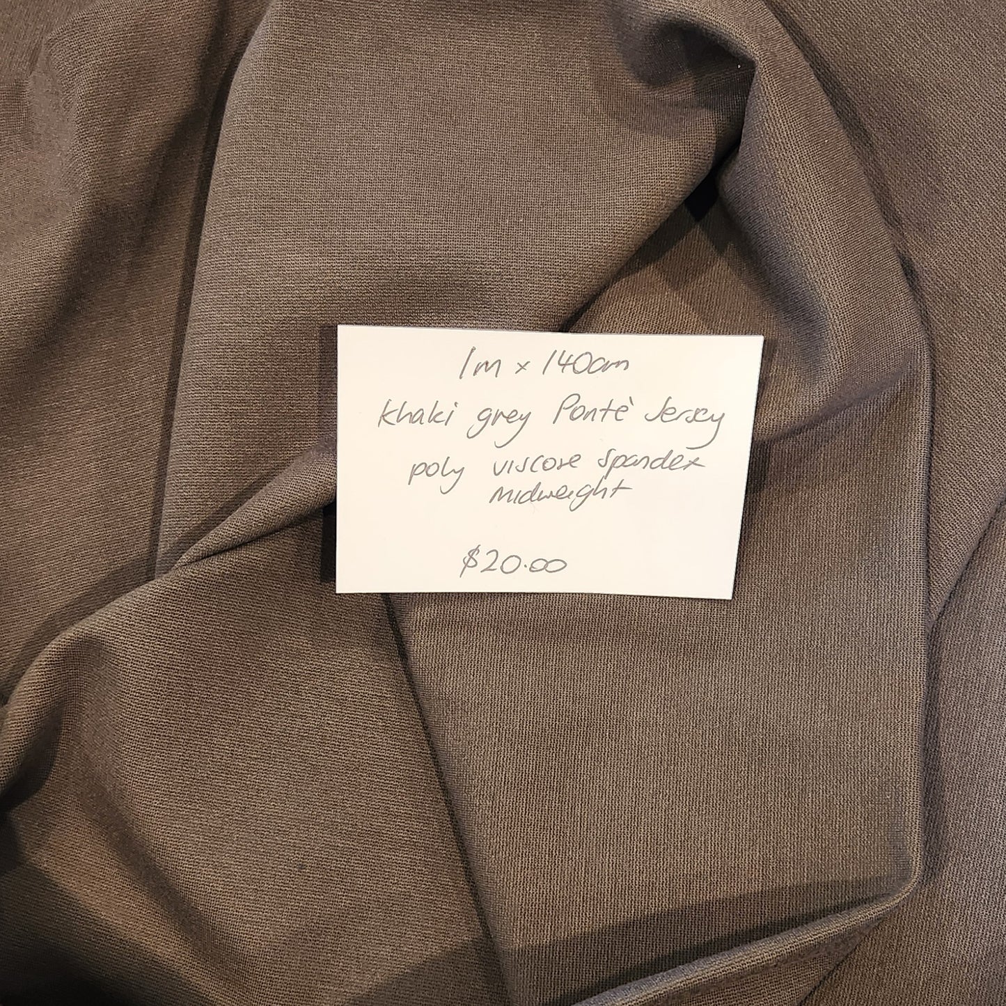 1m Khaki grey ponte