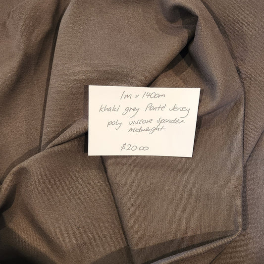 1m Khaki grey ponte