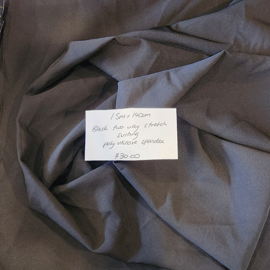 1.5m Black two way stretch suiting