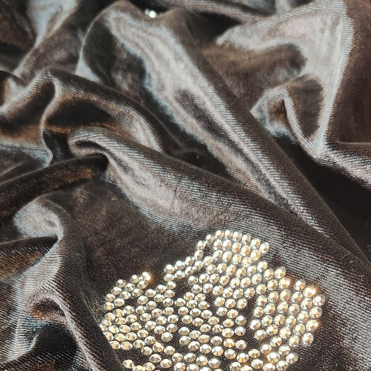 Diamante stone roses stretch velvet