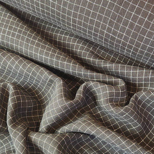 Black grid organic linen