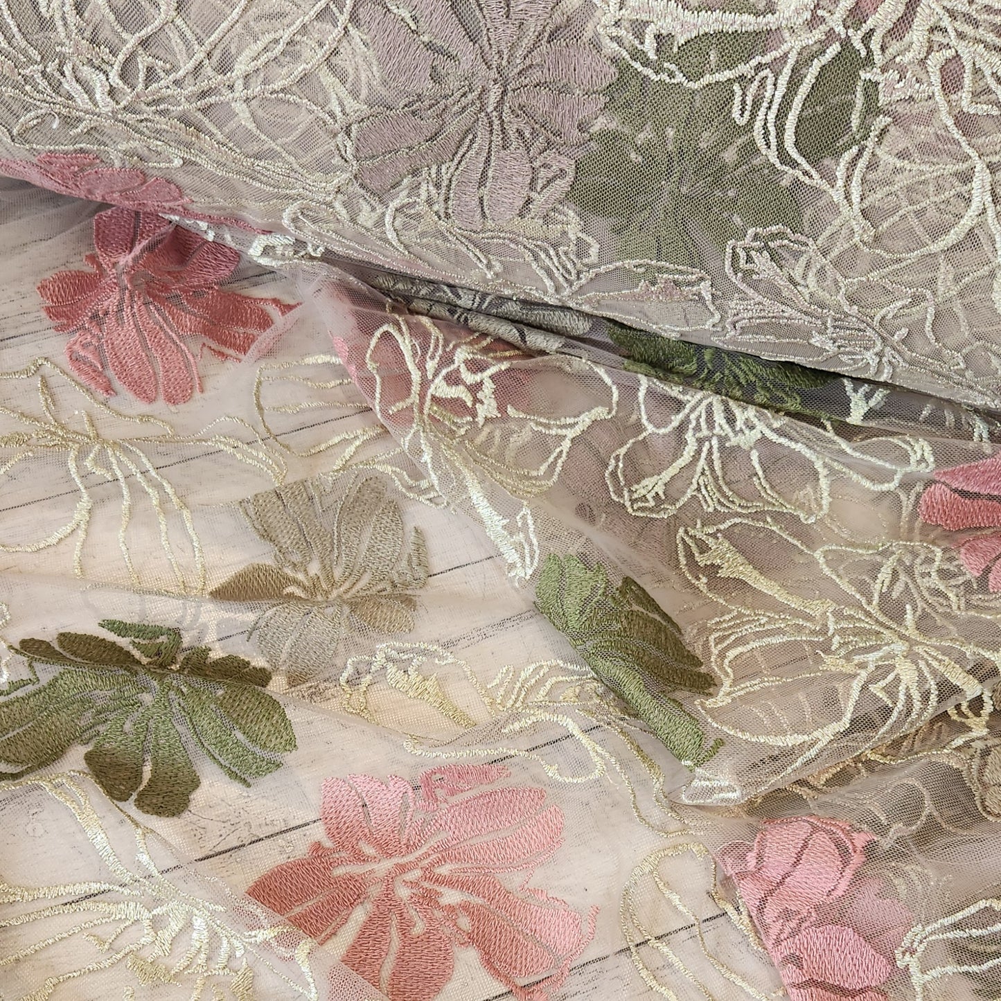 Floral montage lurex mesh