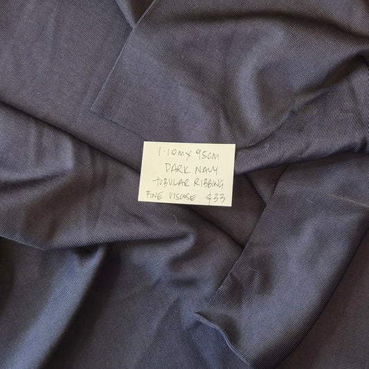 1.10m Dark navy Tubular viscose fine rib