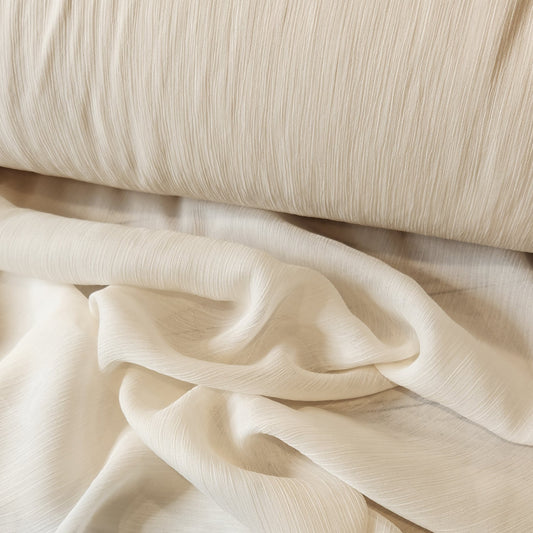 Cream crinkle polyester chiffon