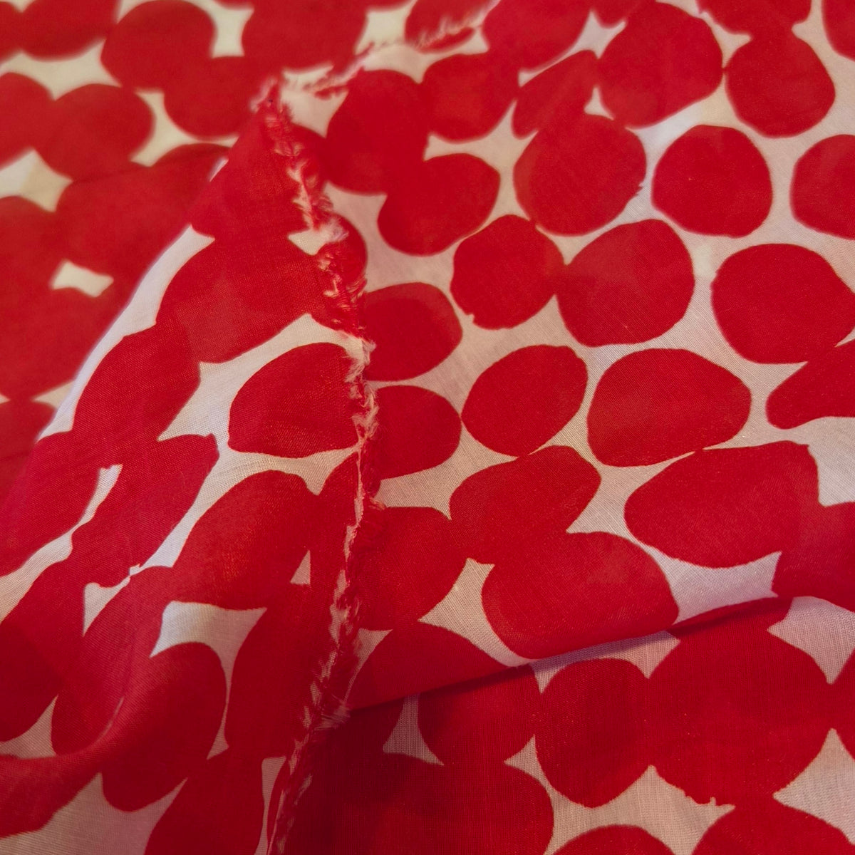 Red Organic Spotted cotton voile