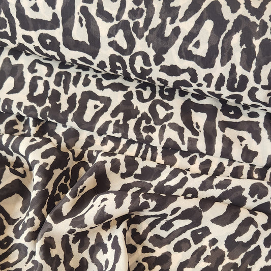 Neutral leopard georgette