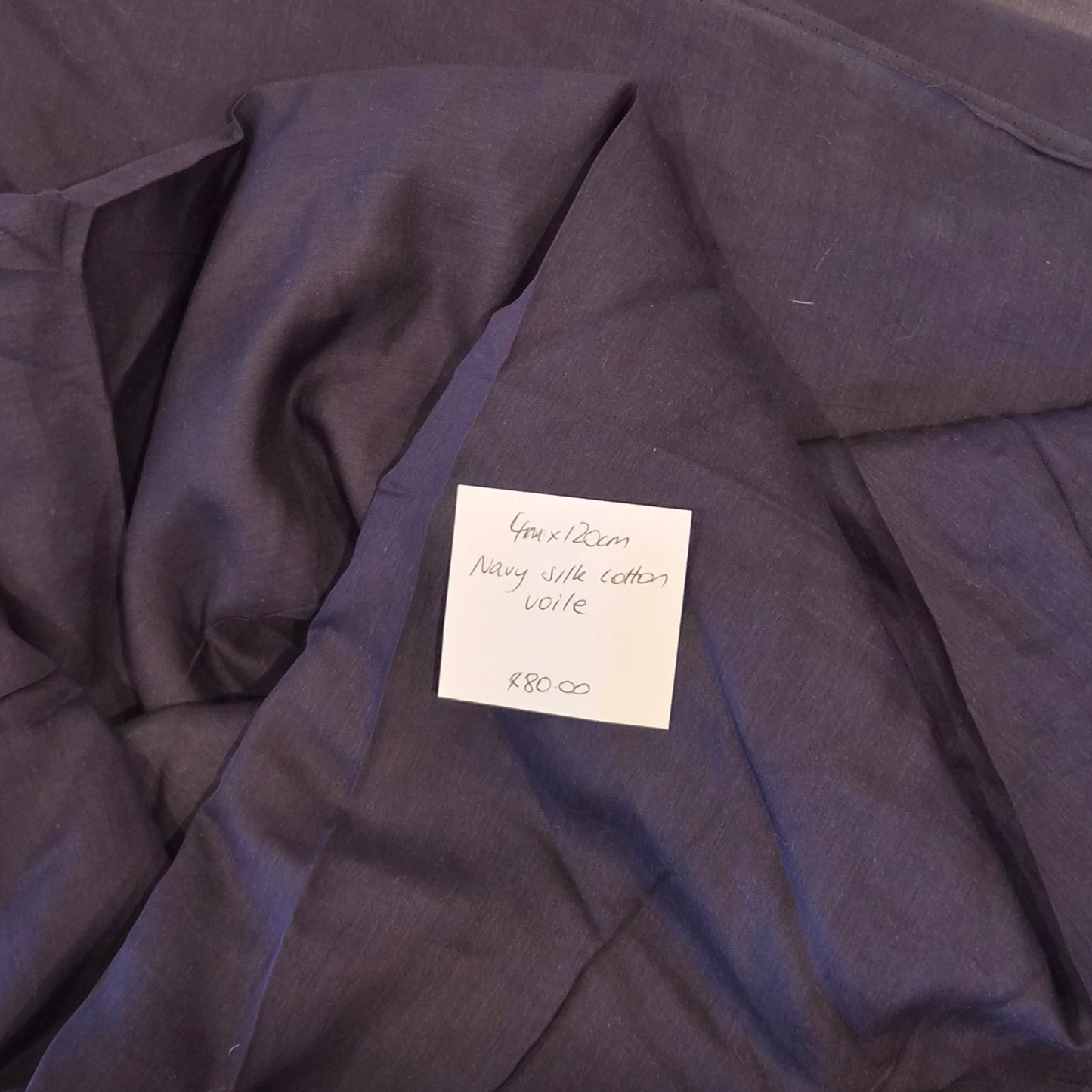 4m Navy silk cotton voile
