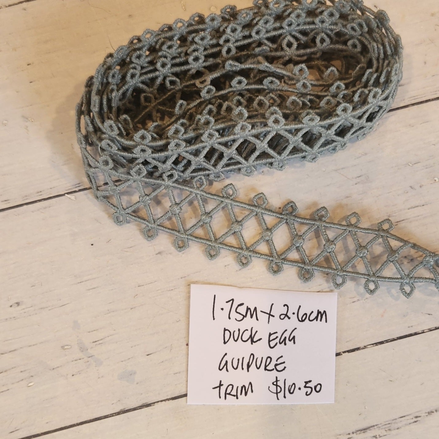 1.75cm Duck egg guipure lace