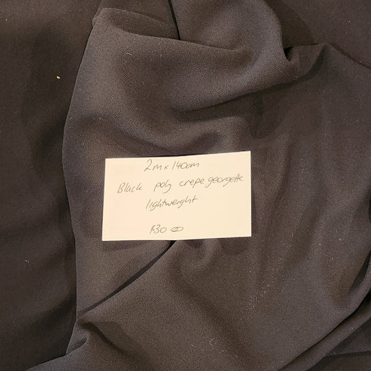 2m Black poly crepe georgette