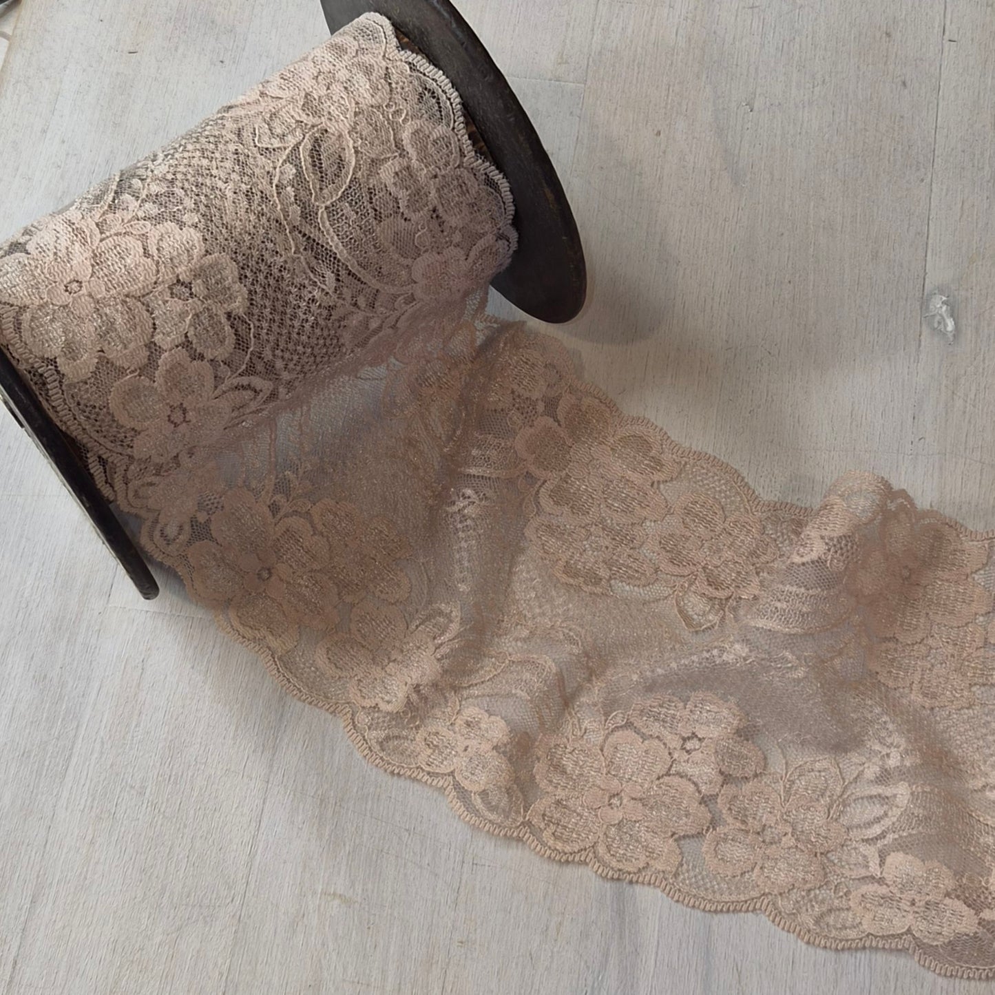 Camille pale mocha hand dyed lace