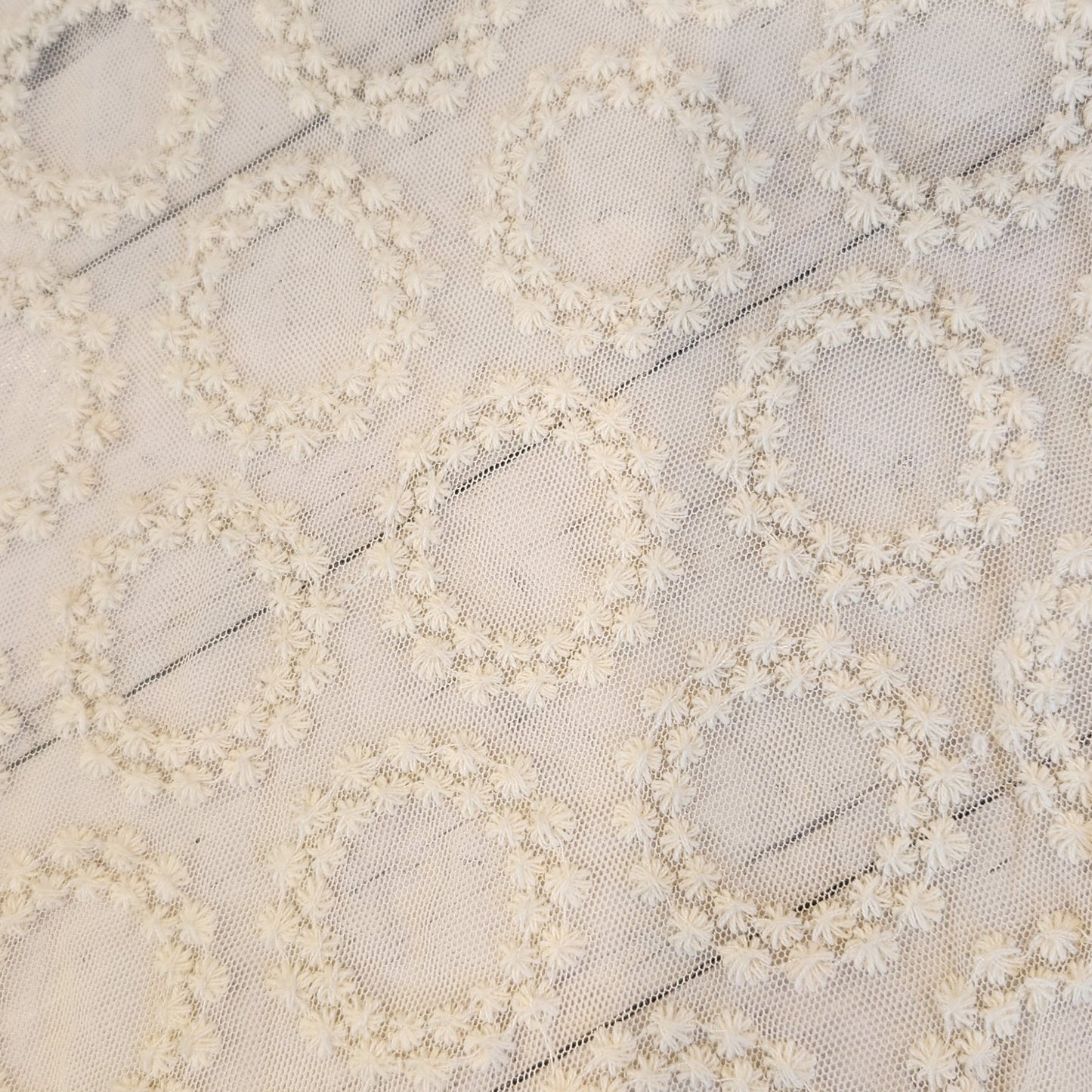 Creamy froth Embroidered mesh