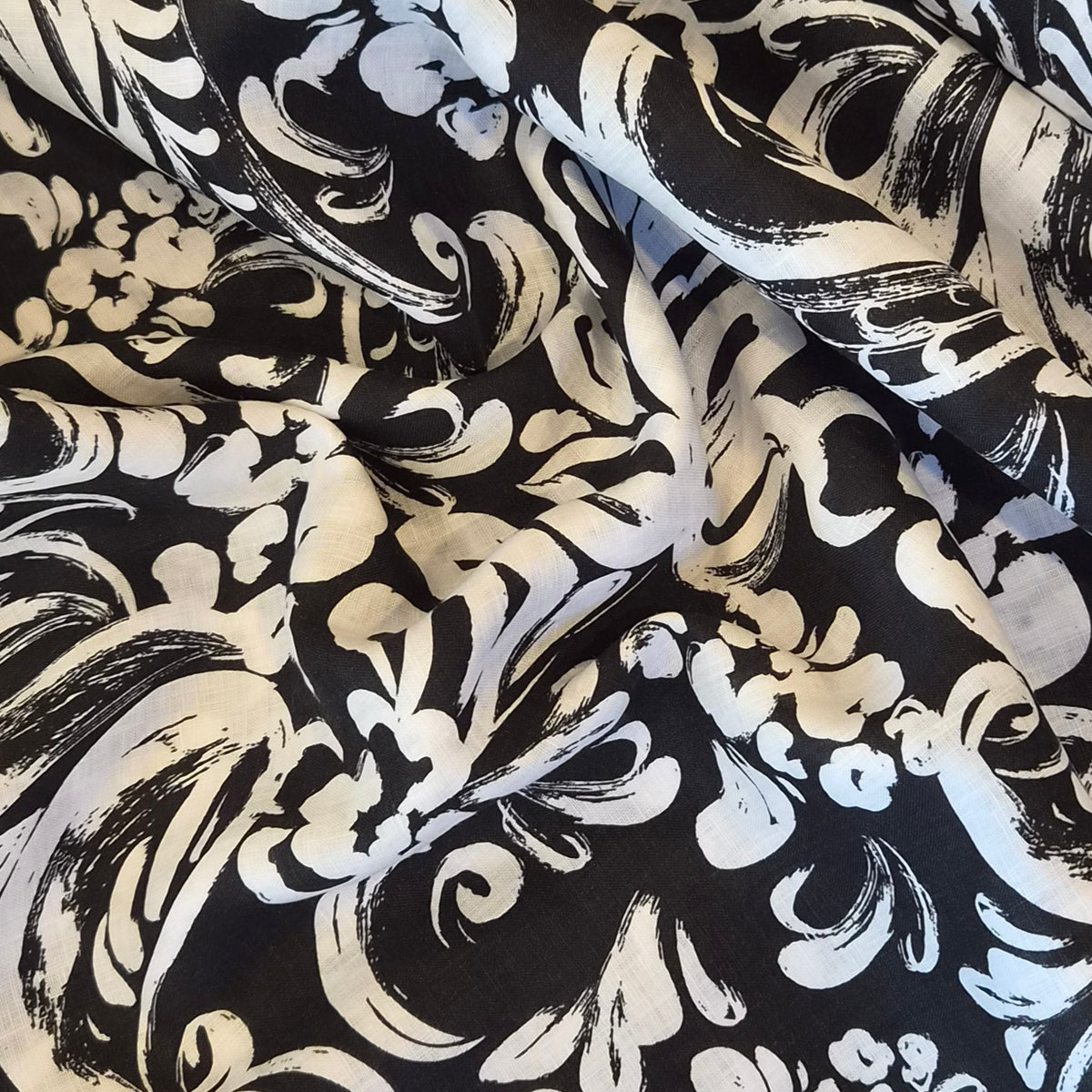 Black and white ornate linen