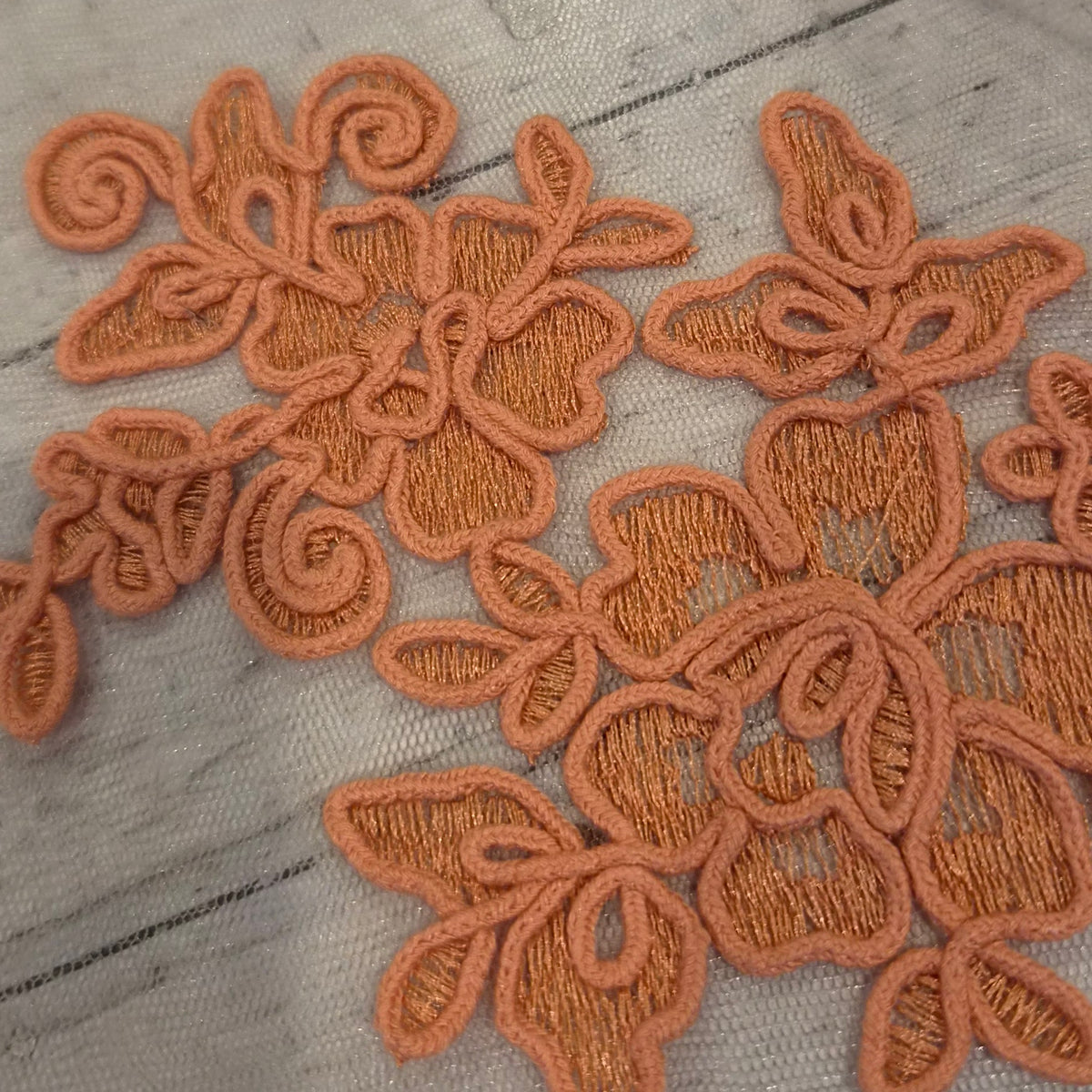 Apricot embroidered mesh