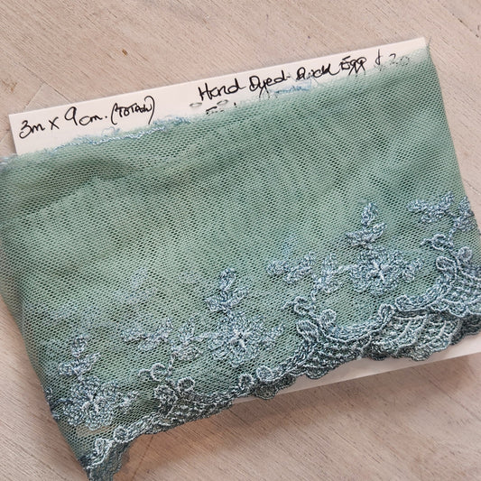 3m Designer hand dyed mint lace