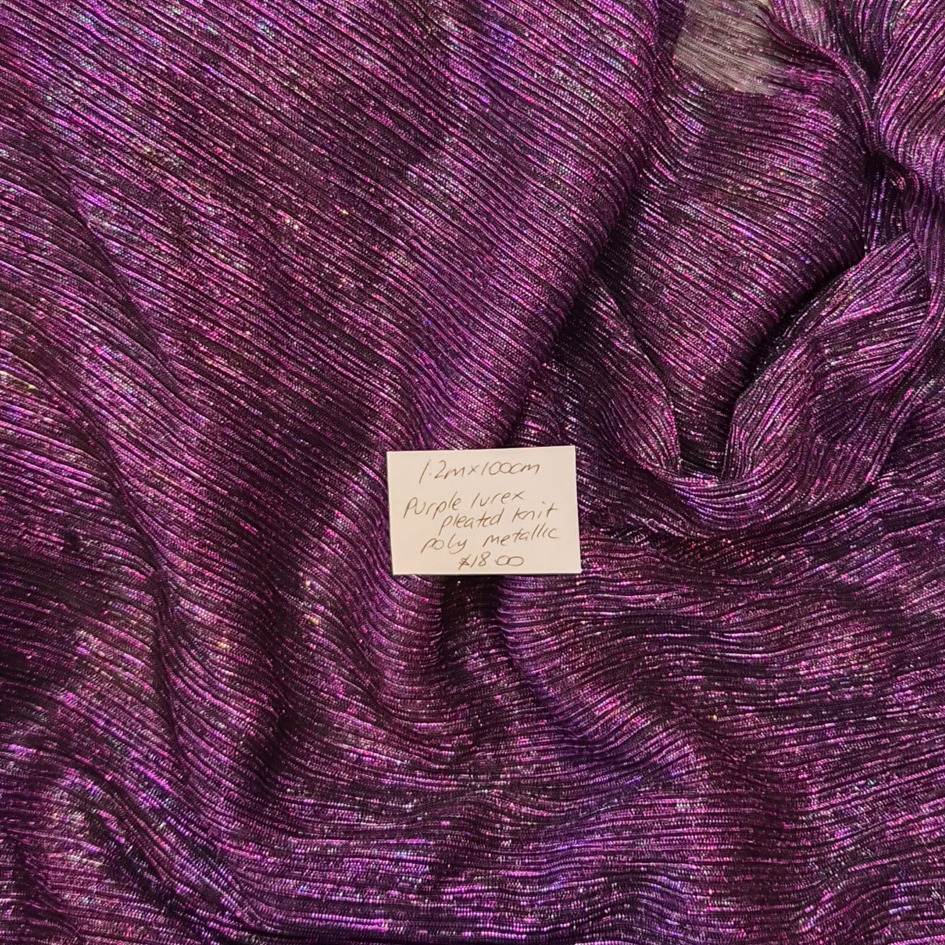 1.2m Purple lurex pleated knit