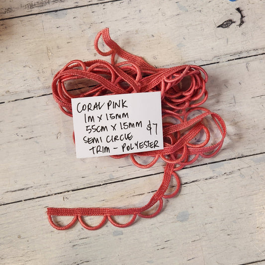 Coral pink semi circle trim