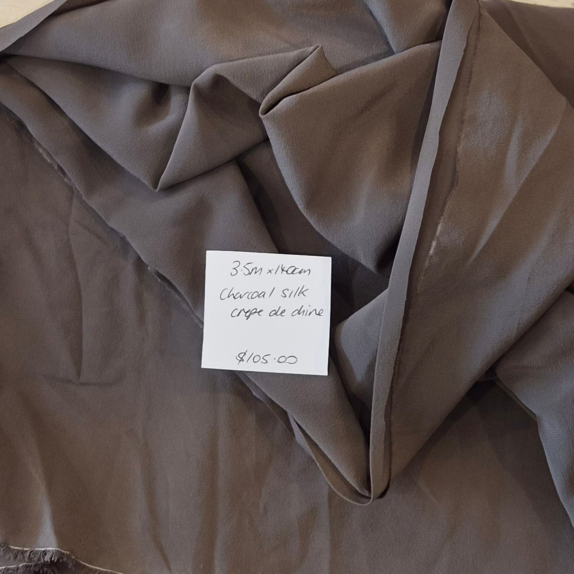 3.5m Charcoal silk crepe de chine