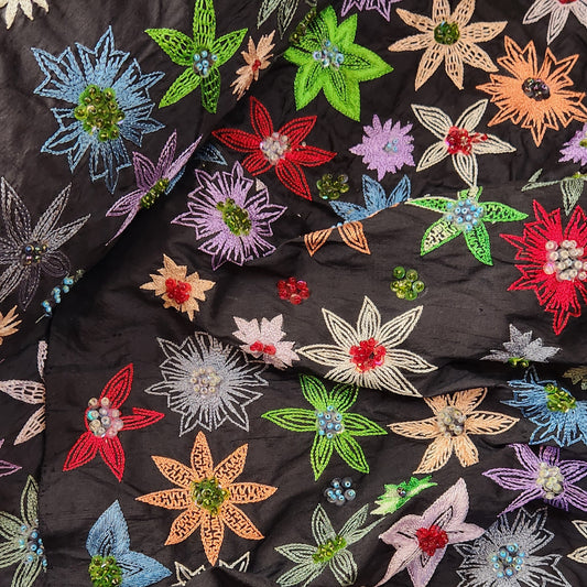 Kaleidoscope of colour Embroidered silk dupion
