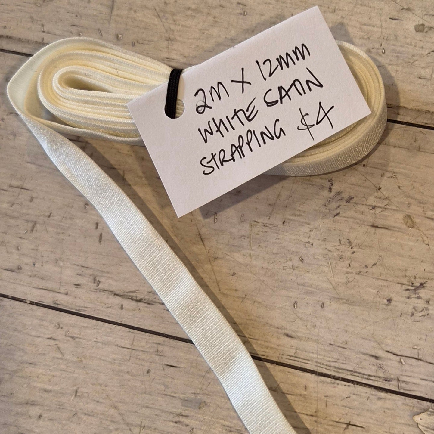2m White satin strapping