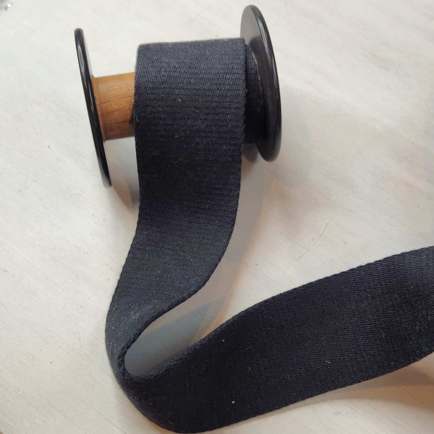 Black herringbone cotton tape