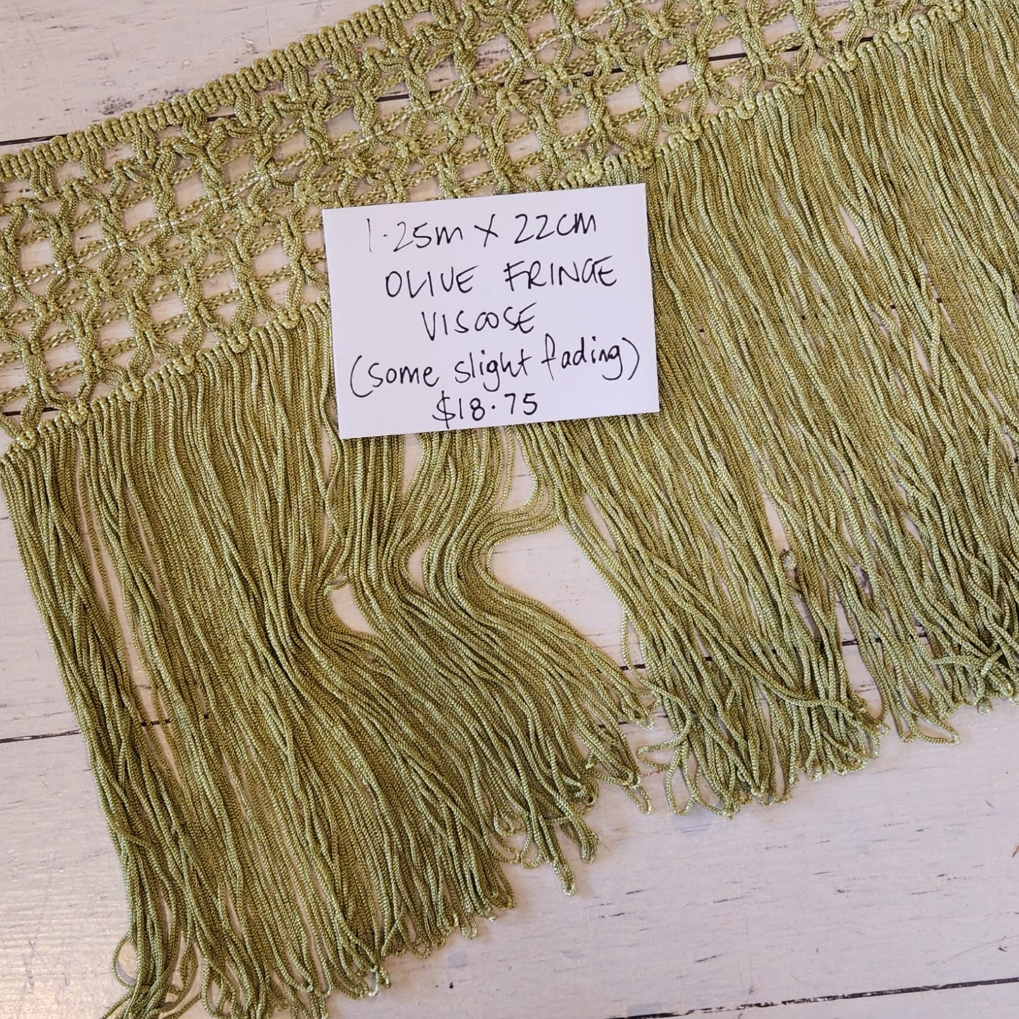 1.25m Olive fringe viscose