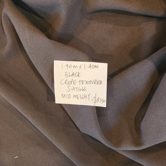 1.9m Black crepe textured suiting