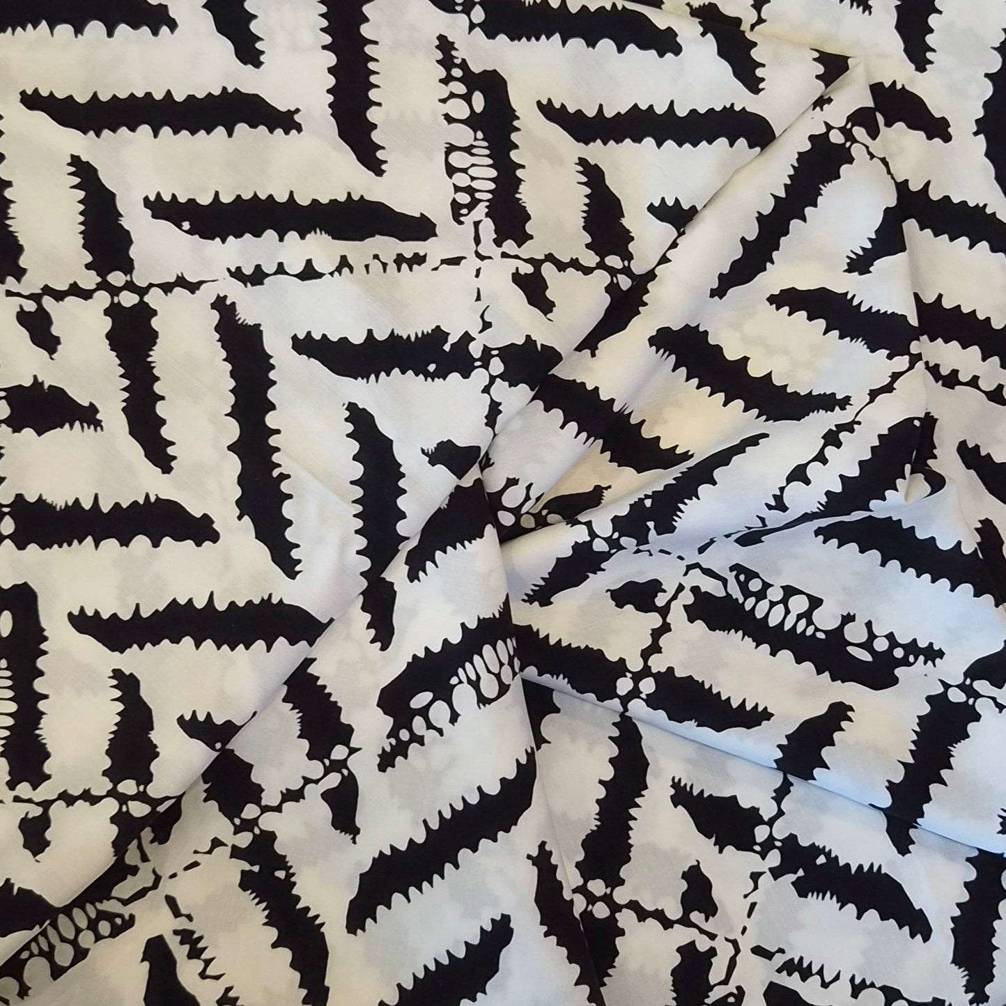 2.3m Black and white abstract viscose challis