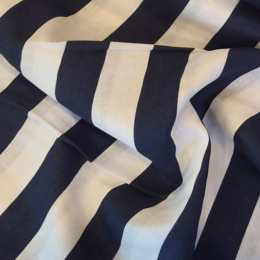 Navy and white stripe linen