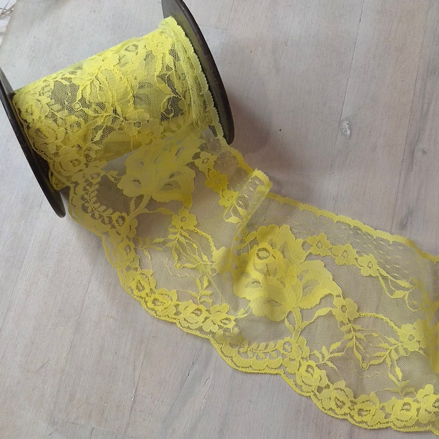 Sunshine yellow hand dyed lace