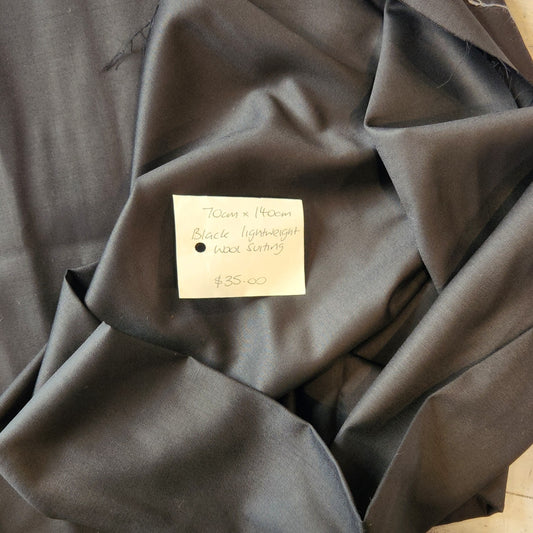70cm Black lightweight wool suiting