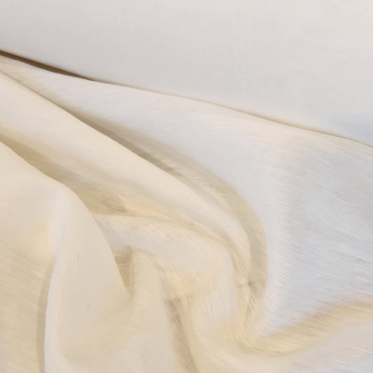 White Fine Silk Cotton Slub Voile