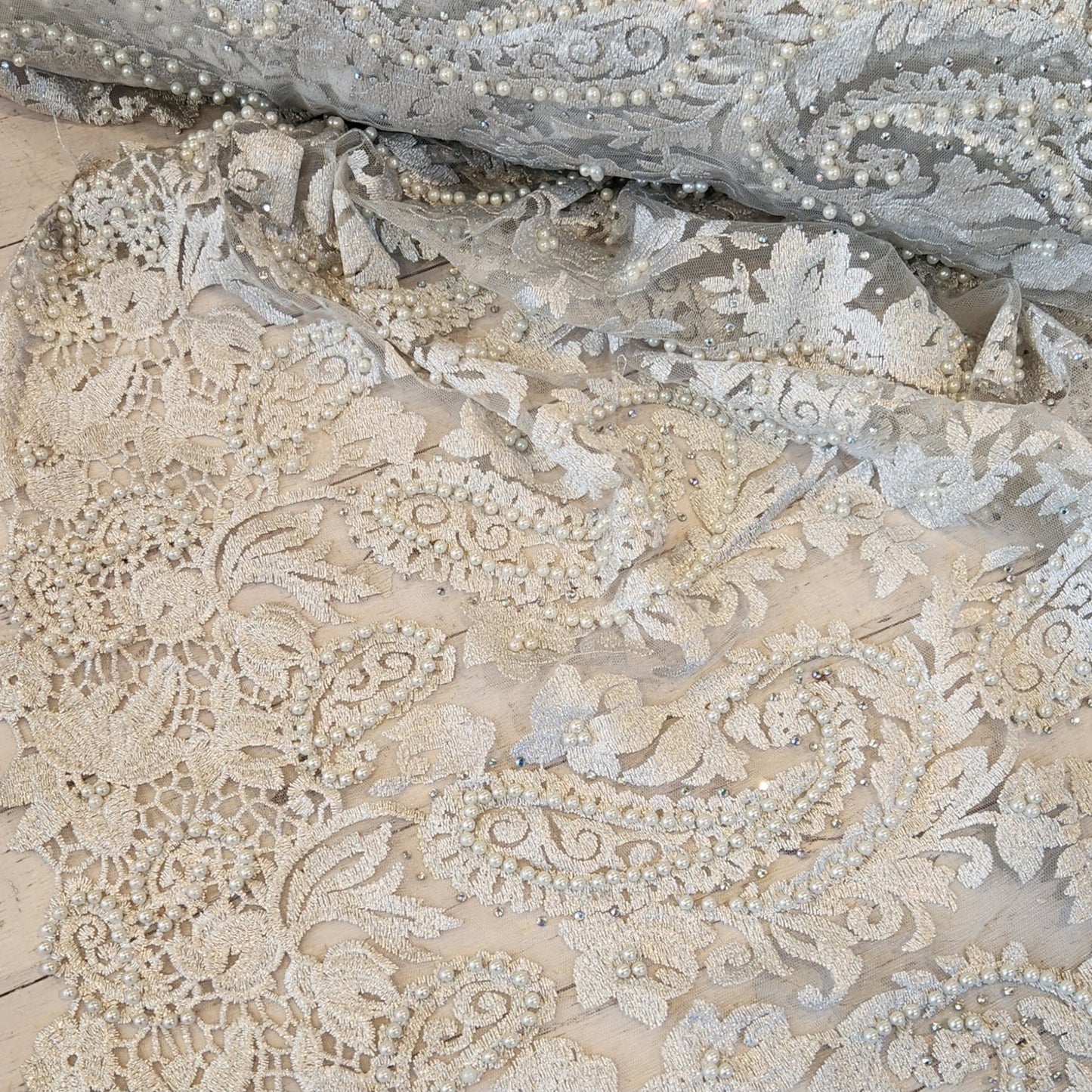 House of Medici embroidered beaded tulle