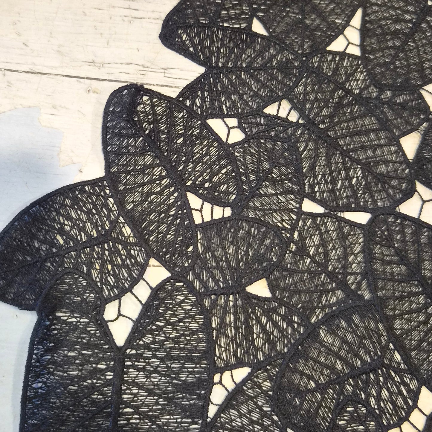 Black leaves guipure lace
