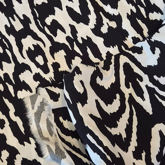 2.4m Black and white ikat viscose challis