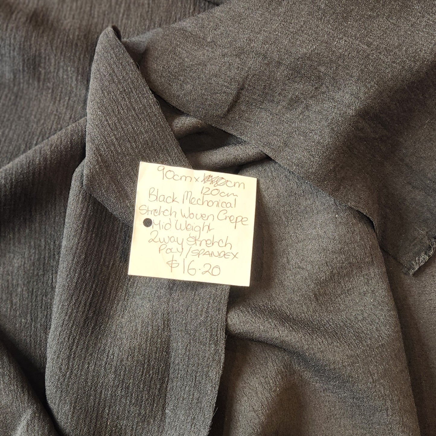 90cm Black Mechanical woven crepe