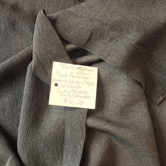 90cm Black Mechanical woven crepe
