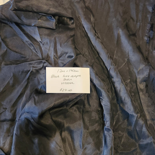 1.2m Black luxe drape satin