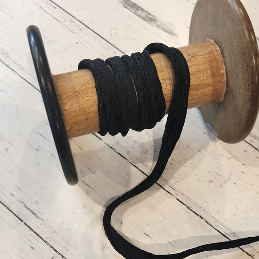 Black satin  Stripe Piping