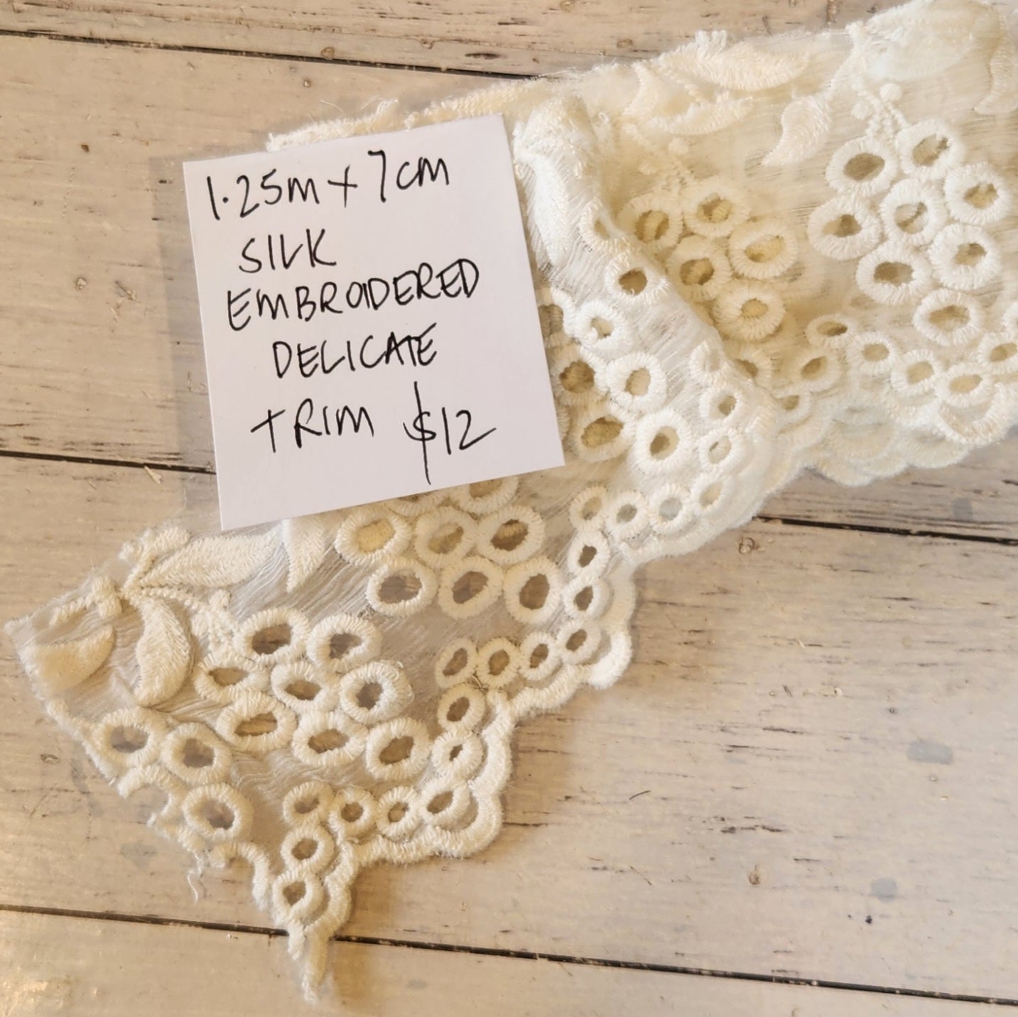 1.25m silk Embroidered delicate trim