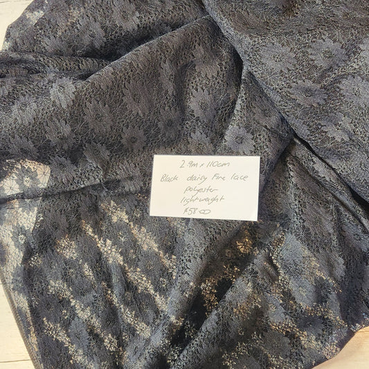 2.9m  Black Daisy fine lace