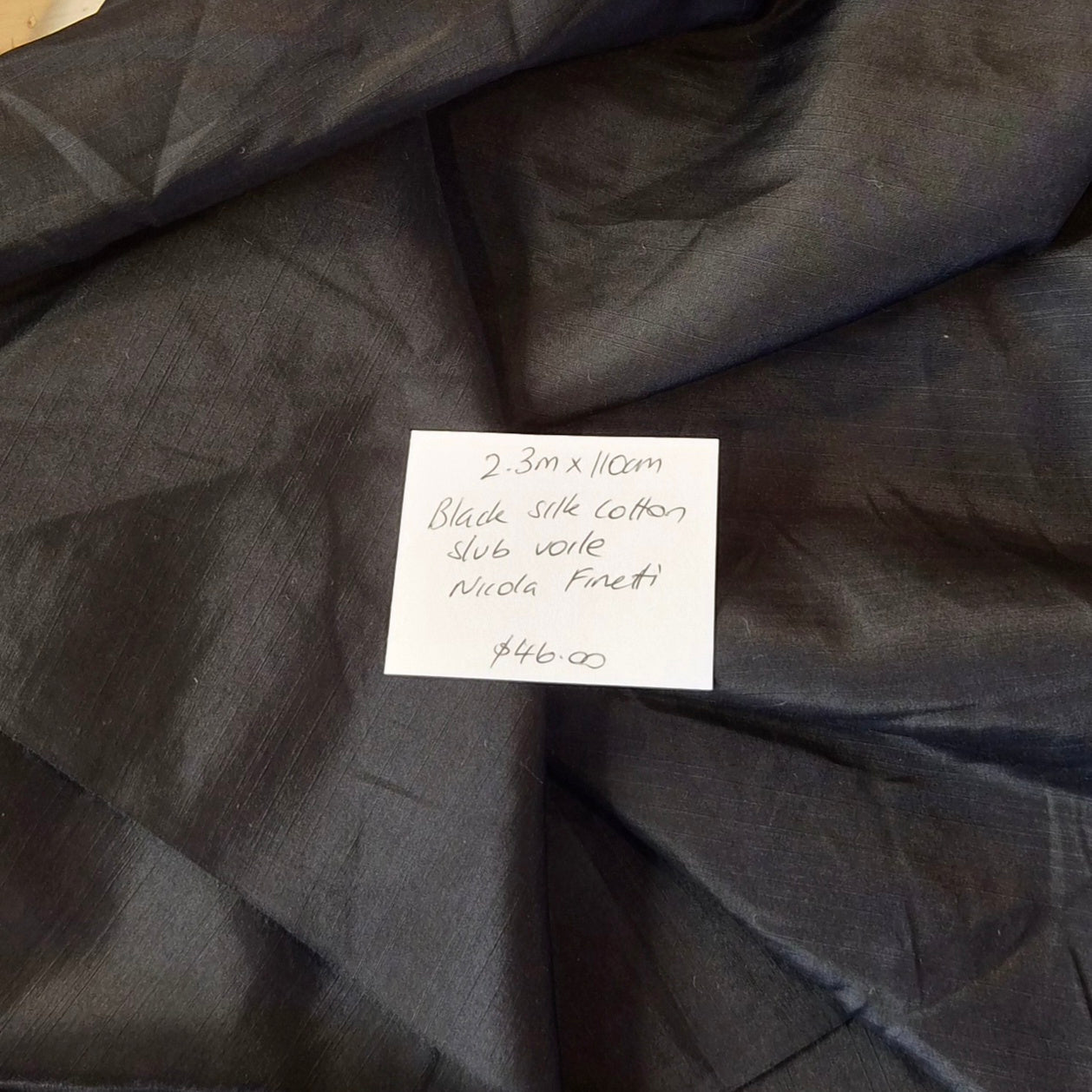 2.3m black silk cotton skub voile