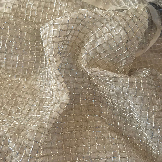 Honeycomb grid lurex organza