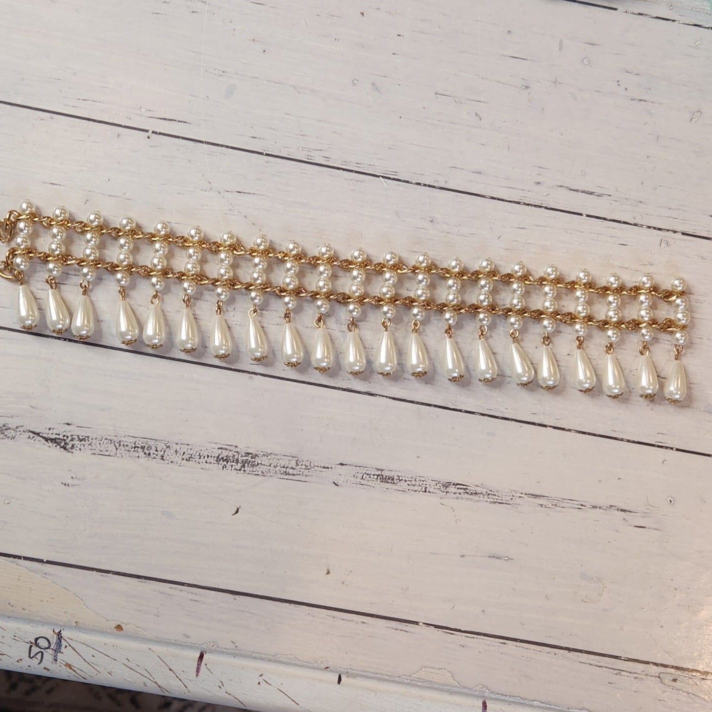24cm Gold and pearl drop