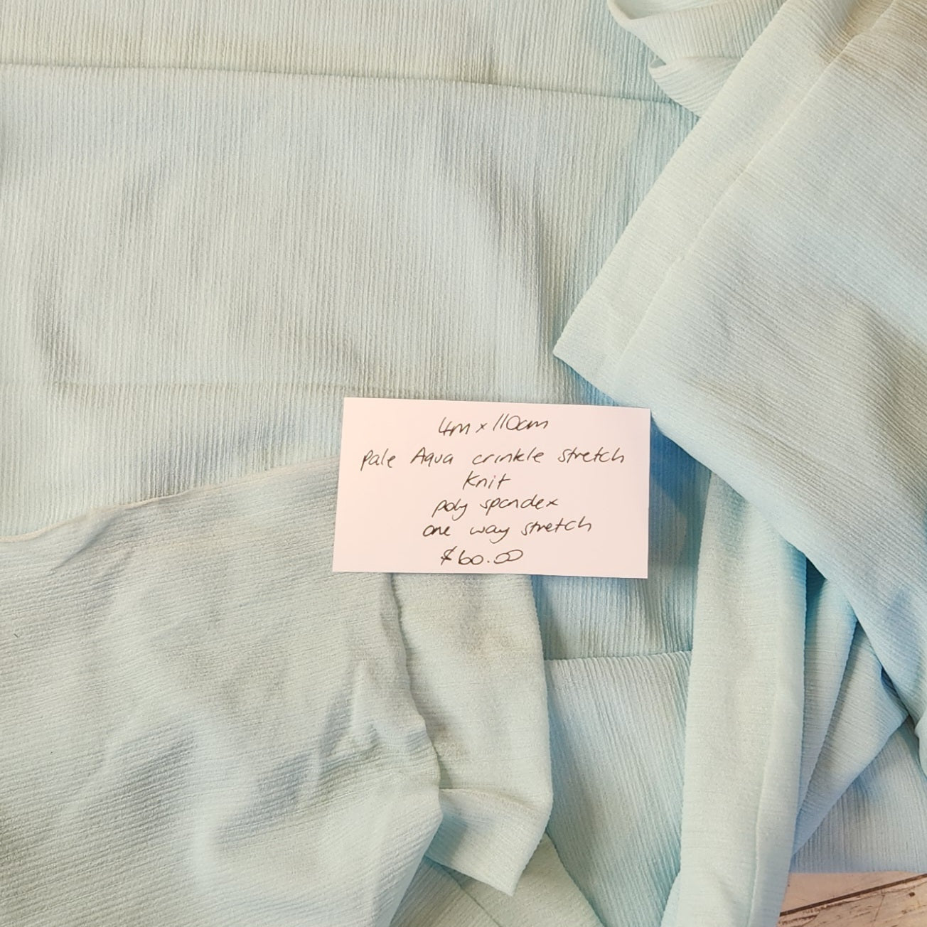4m Pale aqua crinkle knit